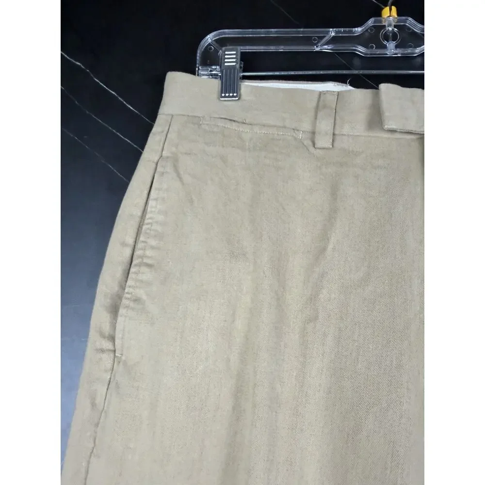 Banana Republic Pants Men’s 33x25 Tan Cotton Wool Blend Dress Trousers Wide Leg